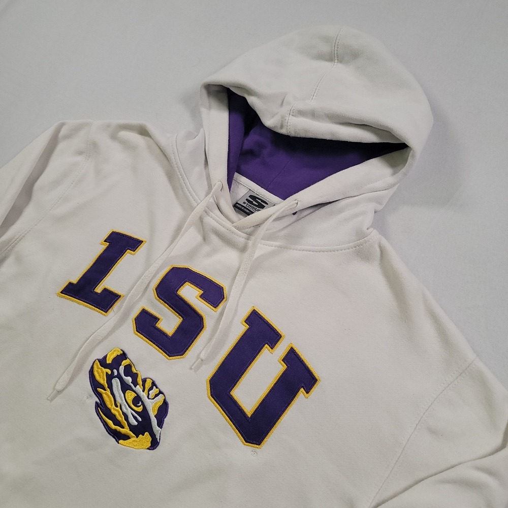 Stadium Athletics LSU Tigers Hoodie Mens M White Purple Pullover Sweatshirt